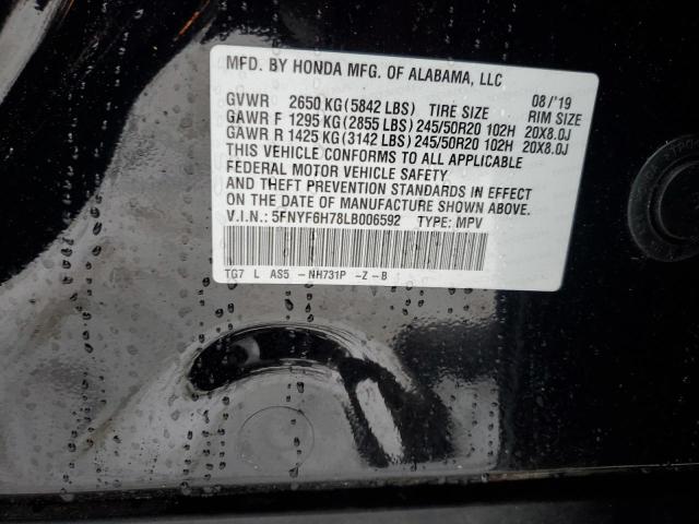 5FNYF6H78LB006592 Honda Pilot Black