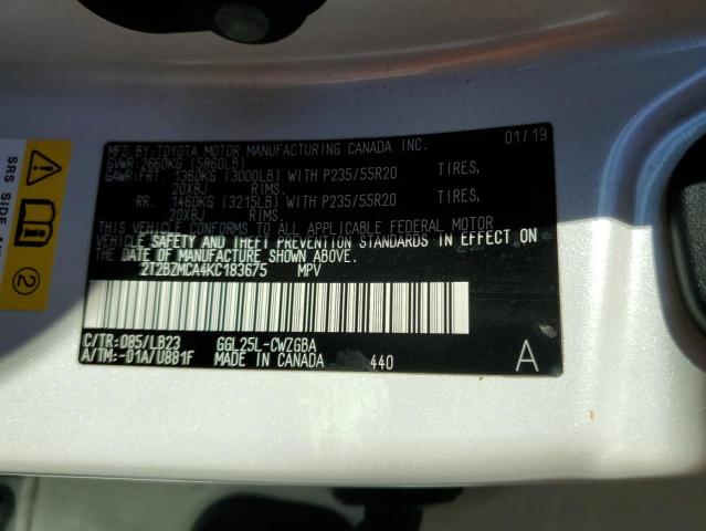 2T2BZMCA4KC183675 Lexus Rx 350 Base