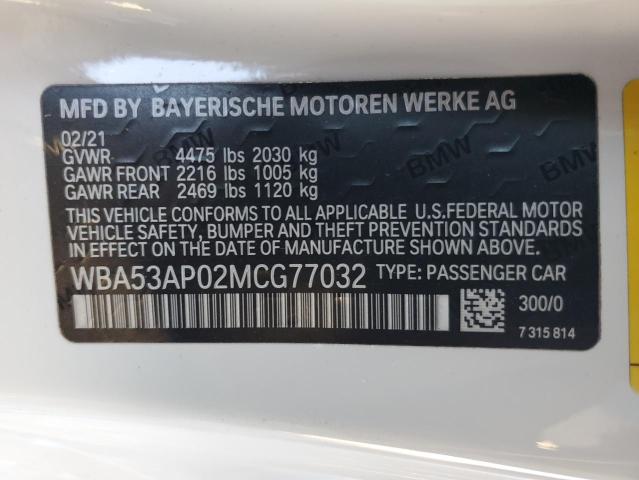 WBA53AP02MCG77032 BMW 430I