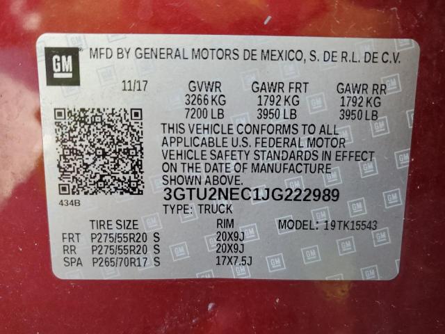 3GTU2NEC1JG222989 GMC Sierra K1500 Slt