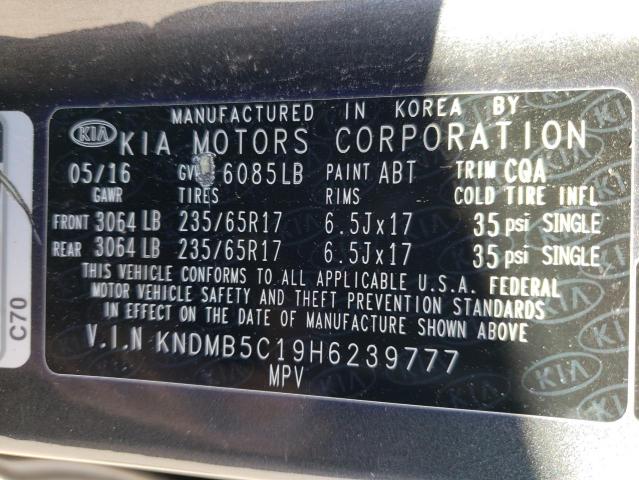 KNDMB5C19H6239777 KIA SEDONA LX