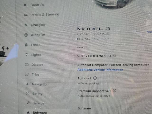 5YJ3E1EB7NF153403 Tesla MODEL 3