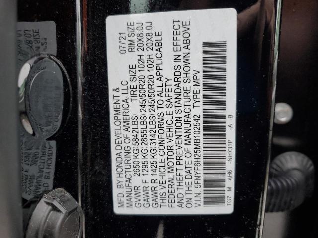 5FNYF6H25MB102542 Honda PILOT SE