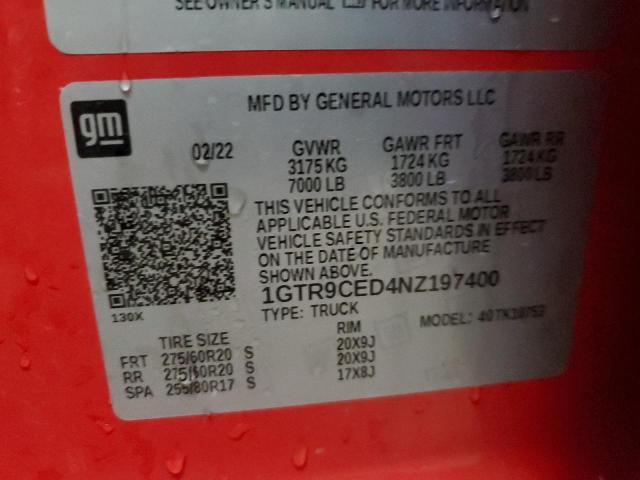 1GTR9CED4NZ197400 GMC Sierra Limited K1500 Elevation