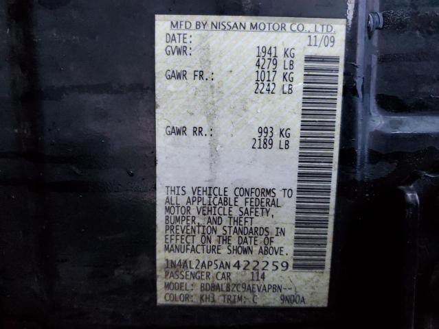 Auction sale of the 2010 Nissan Altima Base , vin: 1N4AL2AP5AN422259, lot number: 138602404