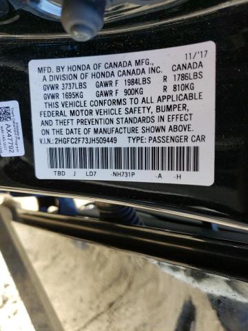 2HGFC2F73JH509449 Honda CIVIC EX