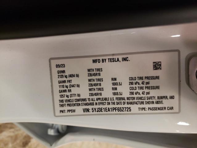 5YJ3E1EA1PF652725 Tesla MODEL 3