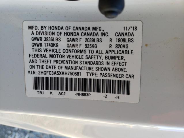 2HGFC3A5XKH750681 Honda CIVIC SI