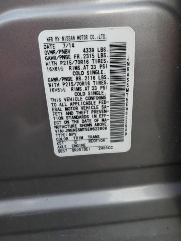 JN8AS5MT5EW622909 Nissan Rogue Select S