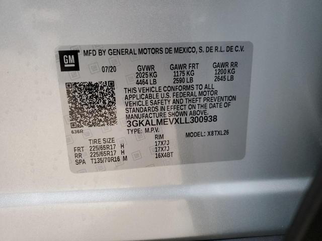 3GKALMEVXLL300938 GMC Terrain Sle