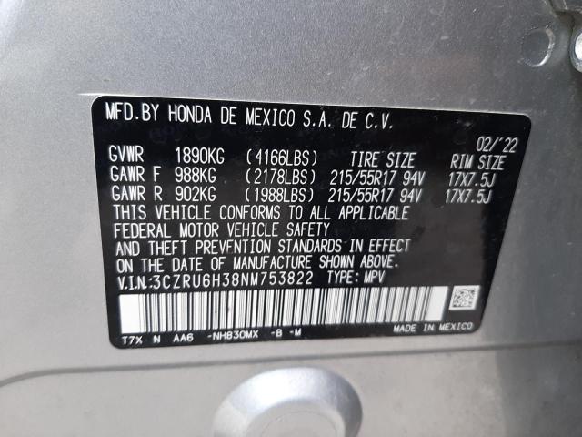 3CZRU6H38NM753822 Honda HR-V LX