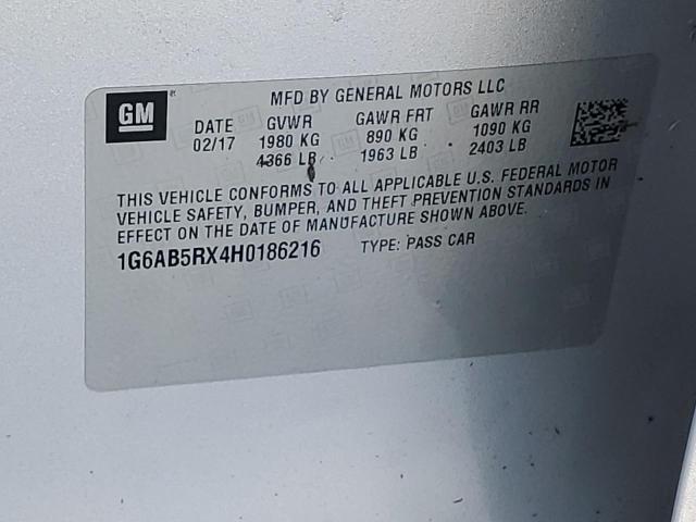 1G6AB5RX4H0186216 Cadillac ATS LUXURY