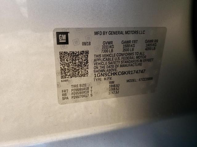 1GNSCHKC6KR174747 Chevrolet Suburban C1500 Lt