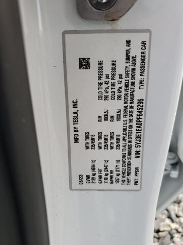 5YJ3E1EA0PF645295 Tesla MODEL 3
