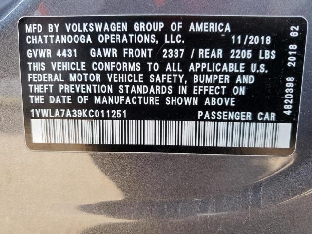 1VWLA7A39KC011251 Volkswagen Passat Wolfsburg