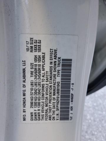 5FPYK2F61JB001043 Honda Ridgeline Rtl