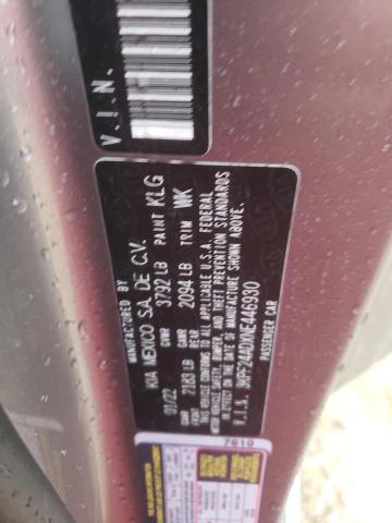 3KPF24ADXNE446930 KIA FORTE FE