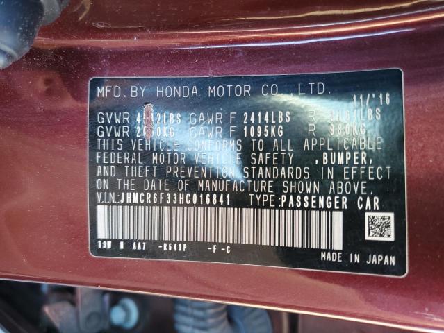 JHMCR6F33HC016841 Honda ACCORD HYBRID