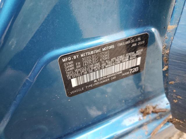 ML32A3HJ6KH007496 Mitsubishi MIRAGE ES