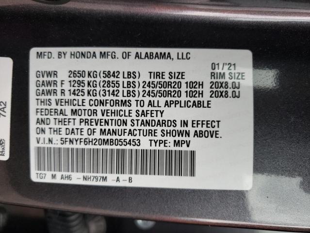 5FNYF6H20MB055453 Honda PILOT SE