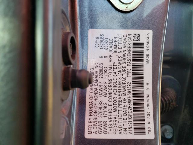 2HGFC2F88KH591592 Honda Civic Sport