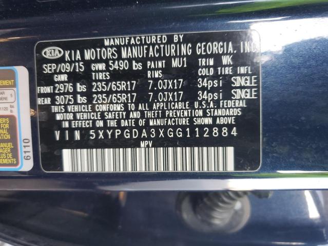 5XYPGDA3XGG112884 KIA SORENTO LX