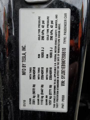 5YJ3E1EB9KF208610 Tesla MODEL 3