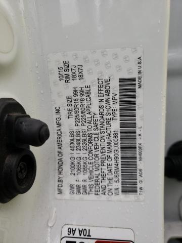 5J6RM4H90GL000881 Honda Cr-v Touring