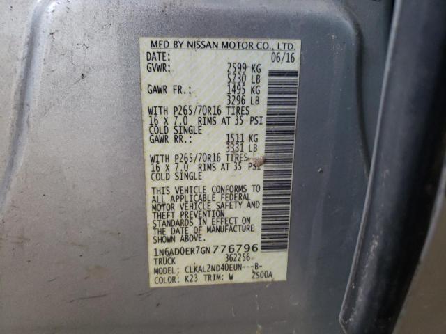 1N6AD0ER7GN776796 Nissan FRONTIER S