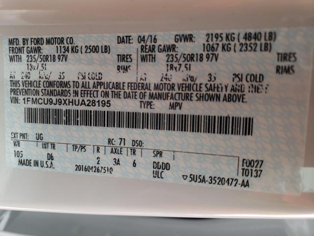 1FMCU9J9XHUA28195 Ford Escape Titanium