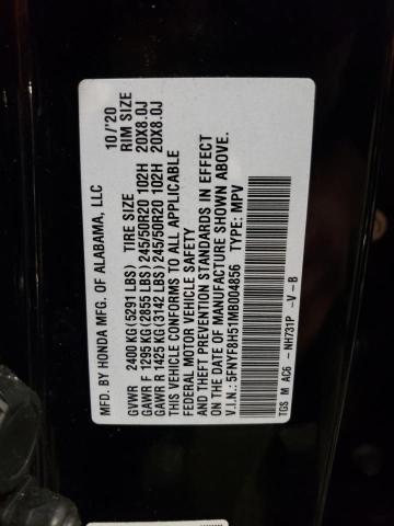 5FNYF8H51MB004856 Honda Passport Exl