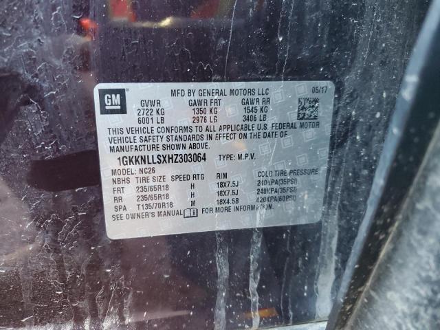 1GKKNLLSXHZ303064 GMC ACADIA SLE