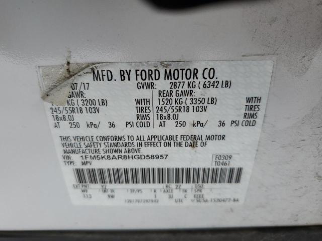 1FM5K8AR8HGD58957 Ford Explorer Police Interceptor