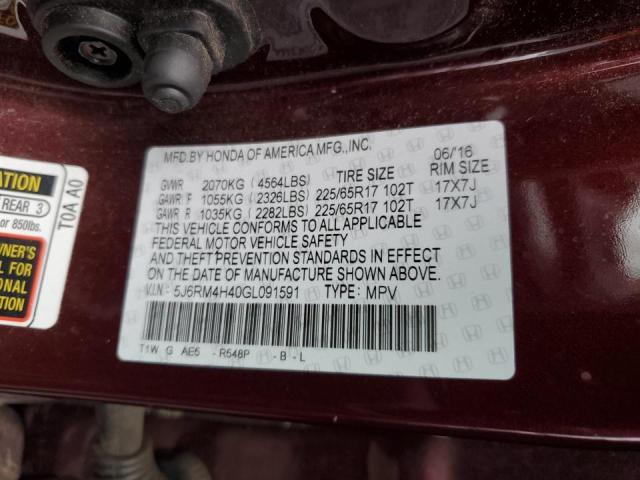 5J6RM4H40GL091591 Honda CR-V SE