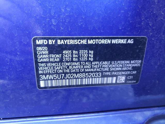 3MW5U7J02M8B52033 BMW M340I