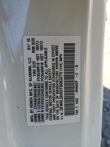 5FNRL5H9XFB063275 Honda Odyssey Touring