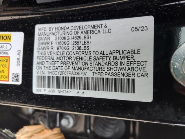 1HGCY2F67PA035797 Honda Accord Hybrid Exl