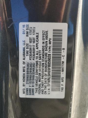 5FNRL5H69FB059028 Honda ODYSSEY EXL
