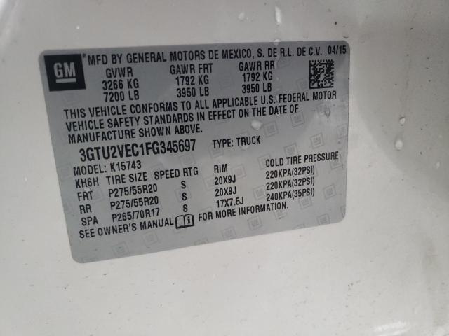 3GTU2VEC1FG345697 GMC Sierra K1500 Slt
