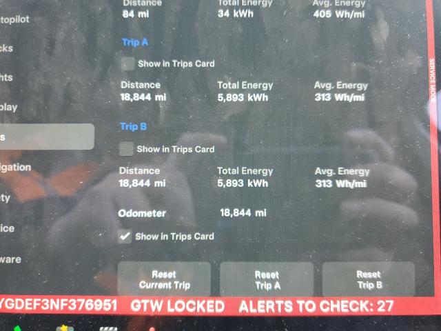 7SAYGDEF3NF376951 Tesla Model Y