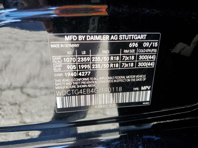 WDCTG4EB4GJ190118 Mercedes-Benz GLA 250