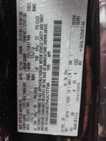 1FMCU9GD7HUC17706 Ford ESCAPE SE