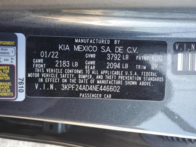 3KPF24AD4NE446602 KIA FORTE FE