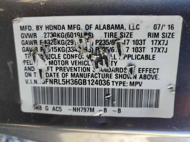 5FNRL5H36GB124036 Honda ODYSSEY SE