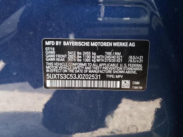 5UXTS3C53J0Z02531 BMW X3 Xdrivem40i