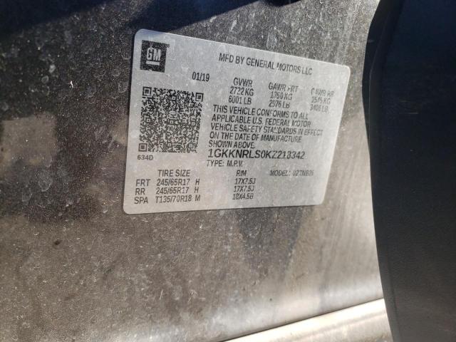 1GKKNRLS0KZ218342 GMC ACADIA SLE