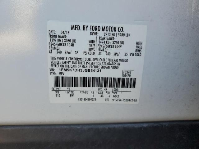 1FM5K7DH3JGB64131 Ford EXPLORER XLT