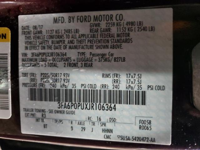 3FA6P0PUXJR106364 Ford Fusion Se Phev