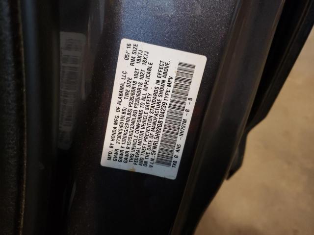 5FNRL5H92GB104239 Honda Odyssey Touring
