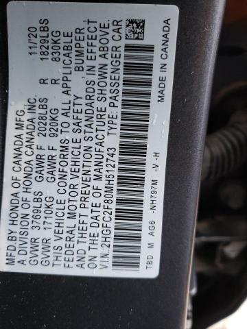 2HGFC2F80MH512743 Honda Civic Sport